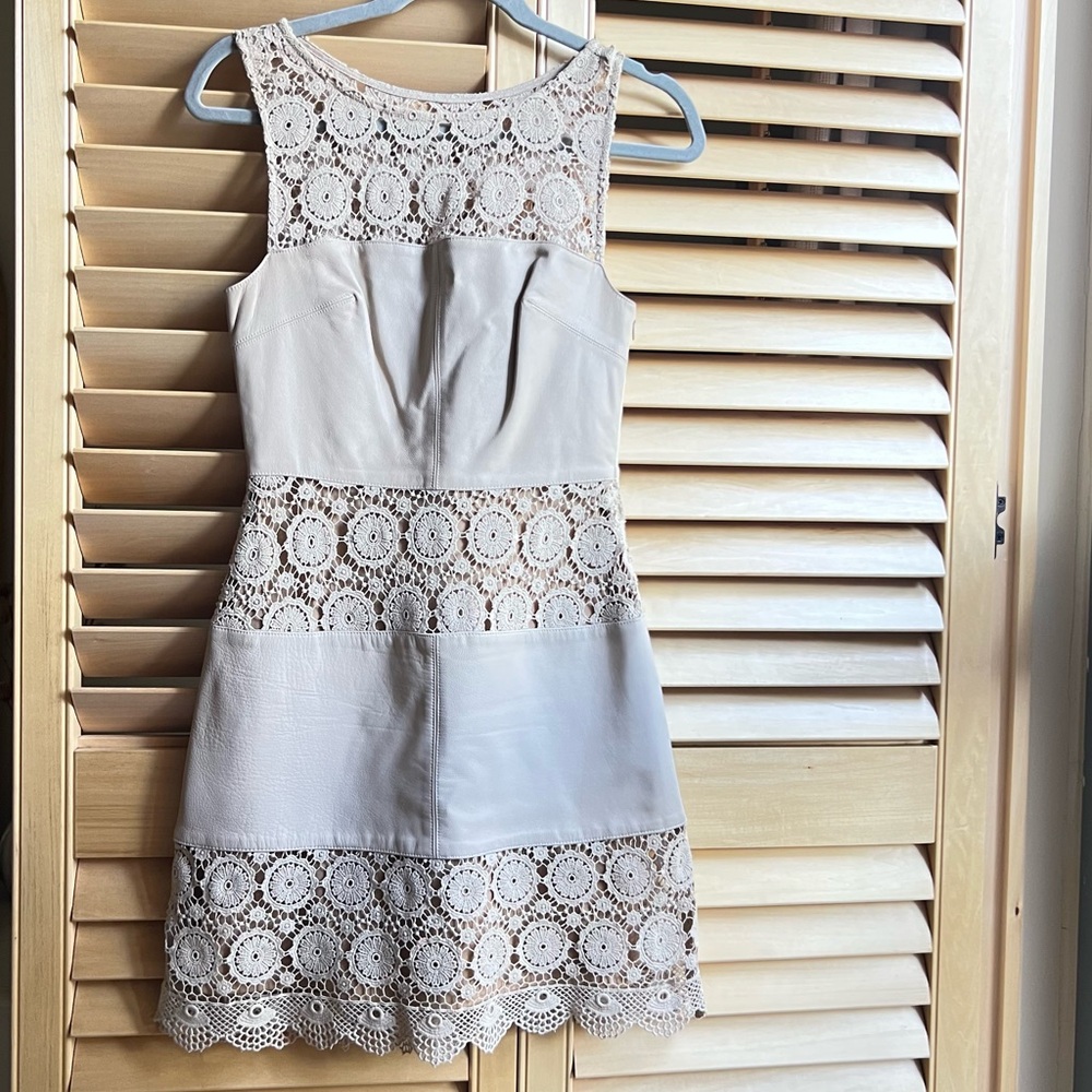 Tan Leather and Lace Bailey 44 Dress